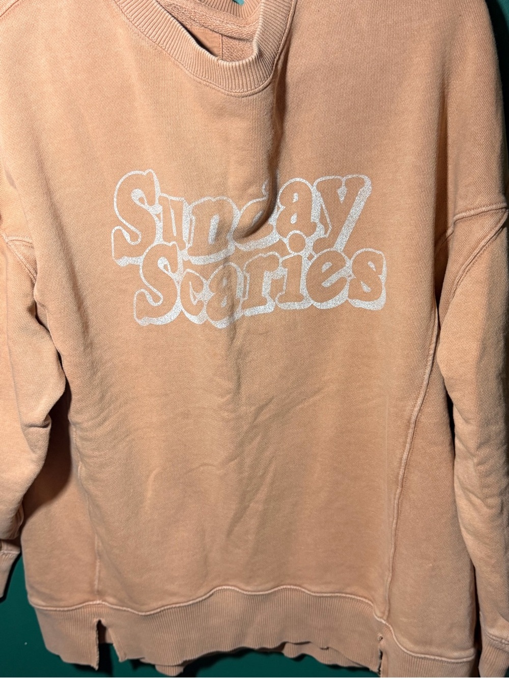 aerie Peach Crewneck Sweatshirt with White Graphic